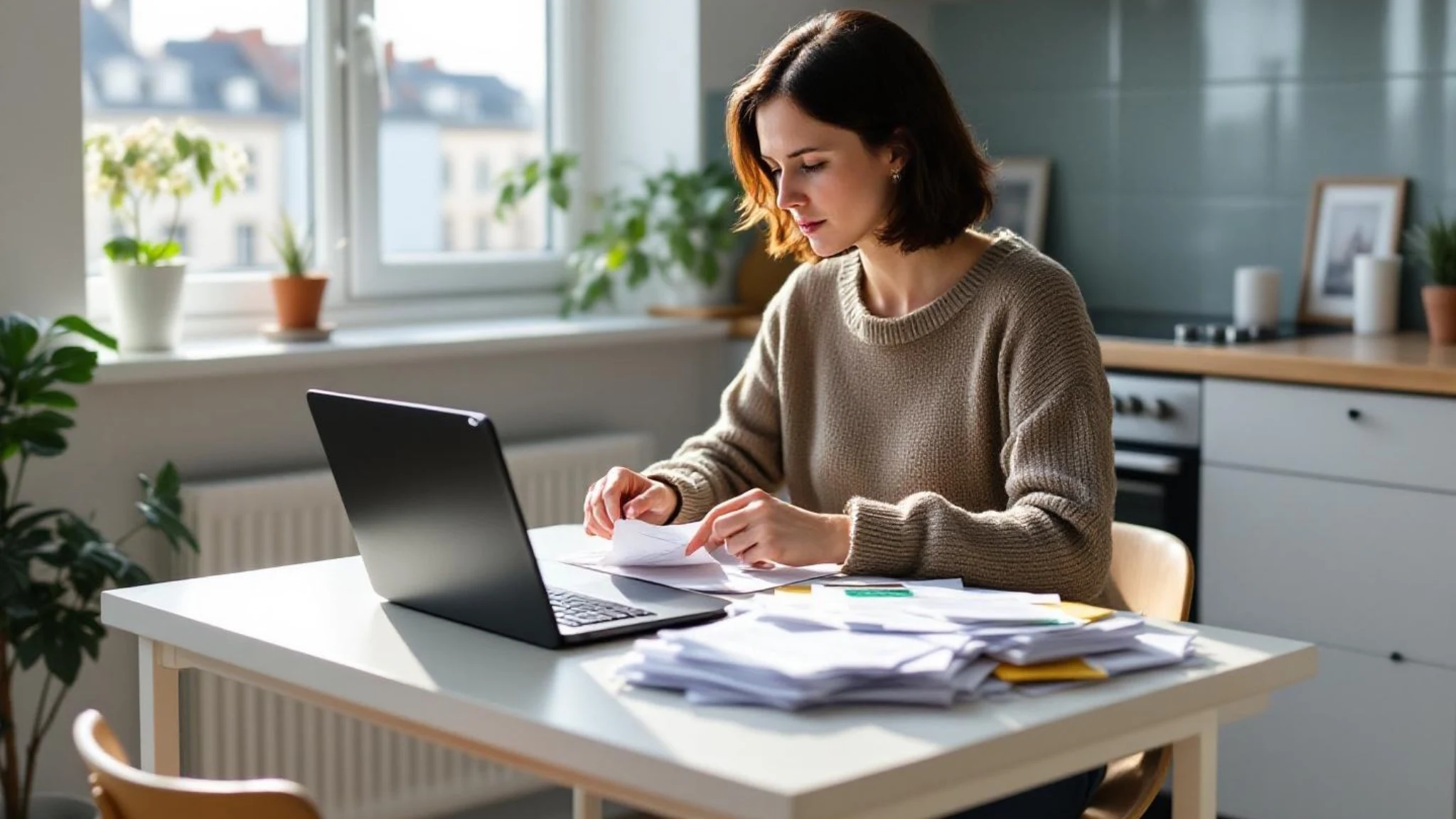 Femme étudiant les alternatives au rachat de crédits