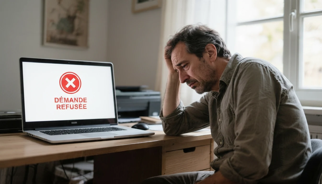 Homme face à un refus de crédit — solution rachat de crédit interdit bancaire FCC