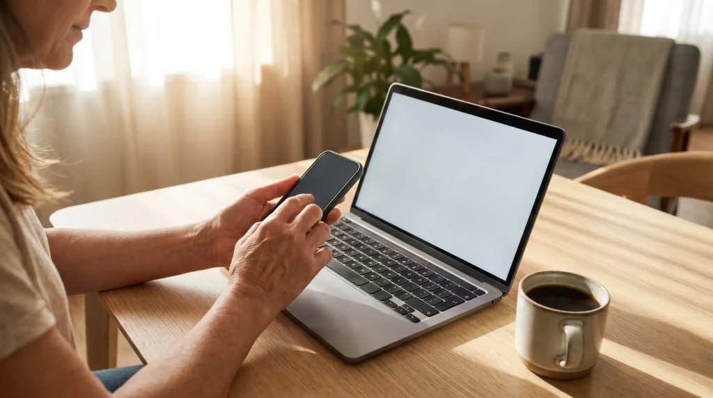 Simulation de rachat de crédit sur smartphone et ordinateur à domicile