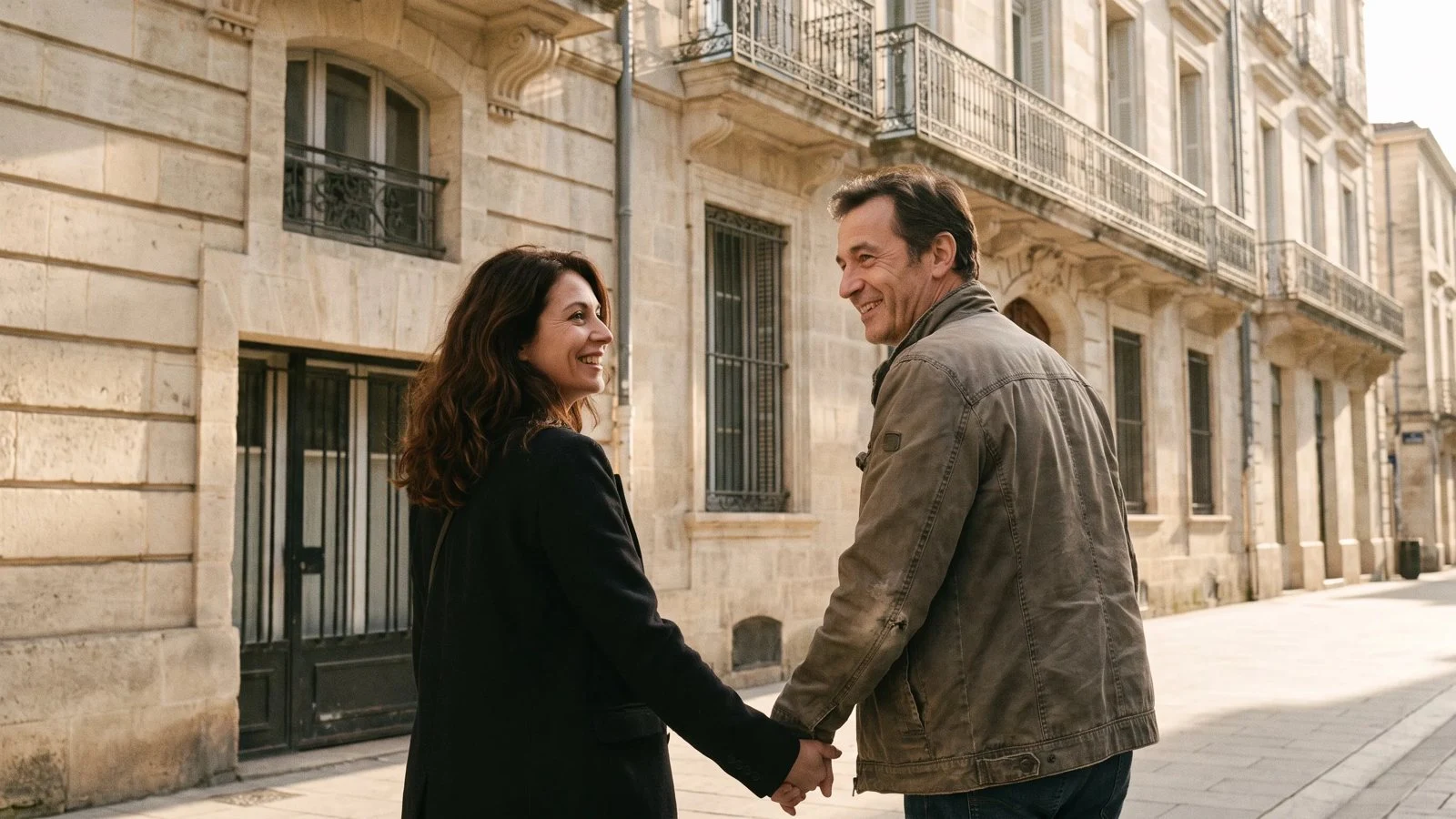 Couple de propriétaires devant leur logement à Montpellier, rachat de crédits 100 % en ligne avec C-rédit