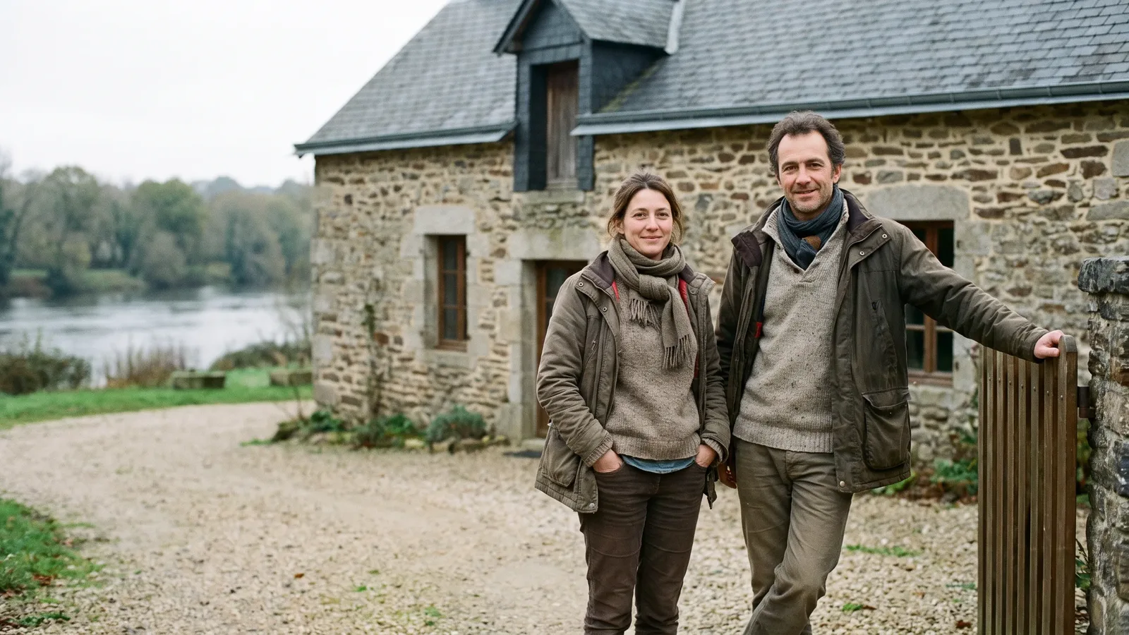 Rachat de crédits à Nantes : couple de propriétaires devant leur logement, étude 100 % en ligne avec C-rédit